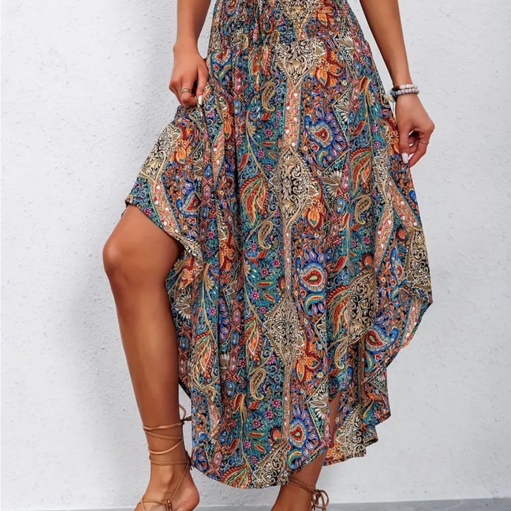 Asymmetrical Paisley Skirt - Multicolor